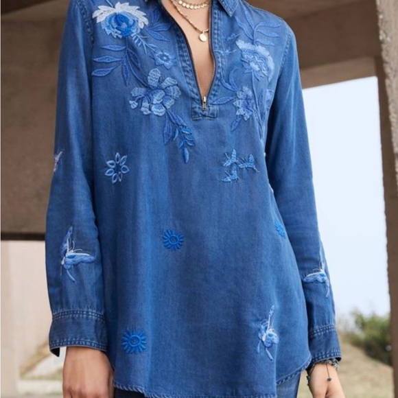 NWT Johnny Was Workshop JAZMINE ZIPUP SHIRT TUNIC Sz Med - Picture 2 of 9